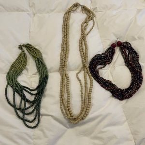 Boho beaded necklace lot of 3